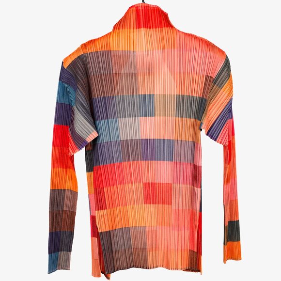 Pleats Please Issey Miyake Archival Multicolour Gradient Squares Jacket, Size XL - Picture 2 of 9